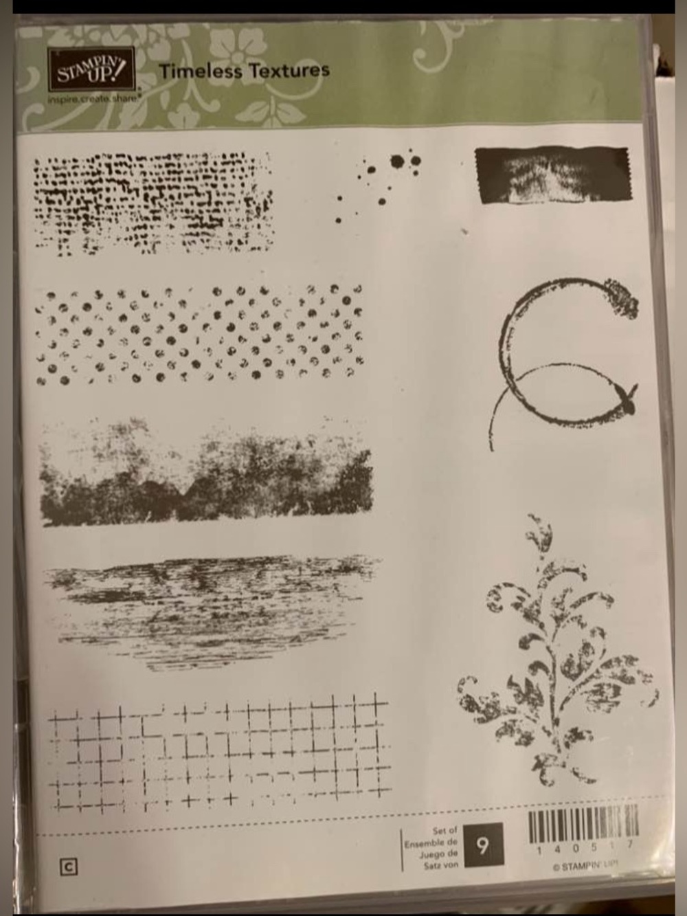 Stampin' Up! Timeless Textures Stamp Set - New with Stickers Attached